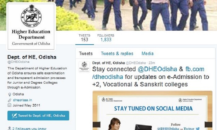 Now, Odisha Higher Education Department on social media