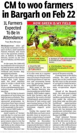 CM to woo farmers in Bargarh on Feb 22