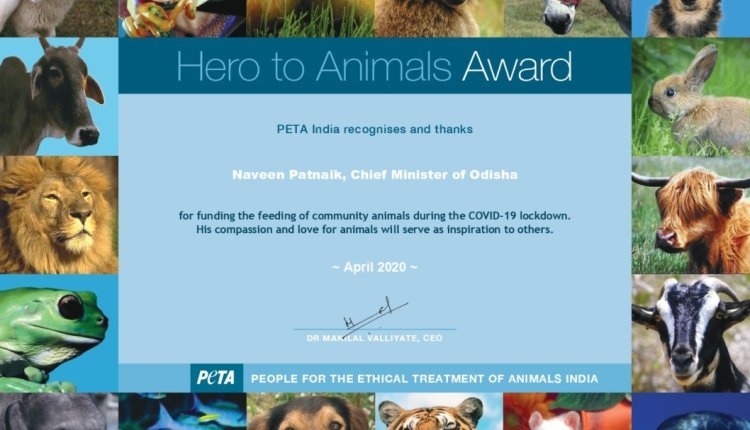 PETA India honors Odisha CM for allocating funds for feeding community animals